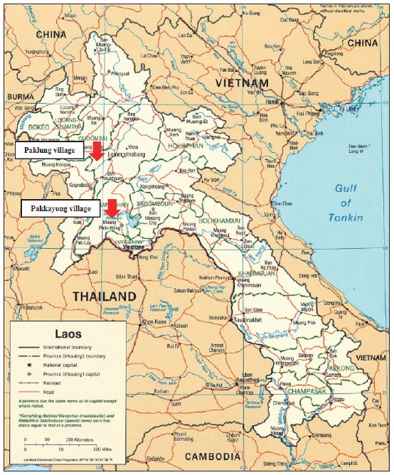 Map of Field Survey Research Area in Lao PDR